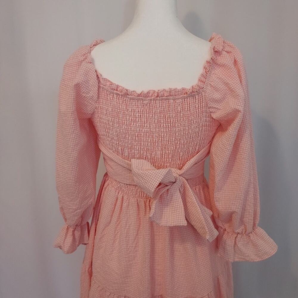 Beautiful Pink Gingham Midi Dress - Picture 6 of 9